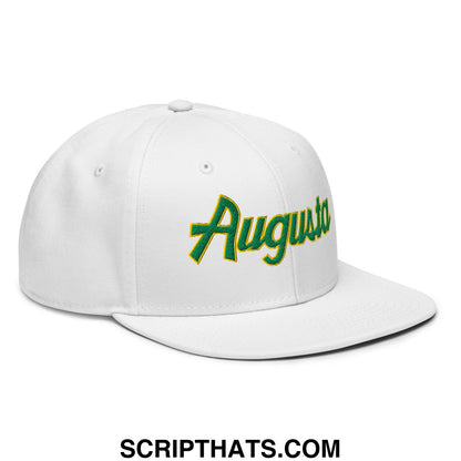 Augusta Vintage Sports Script Embroidered Flat Brim Bill Snapback Hat White