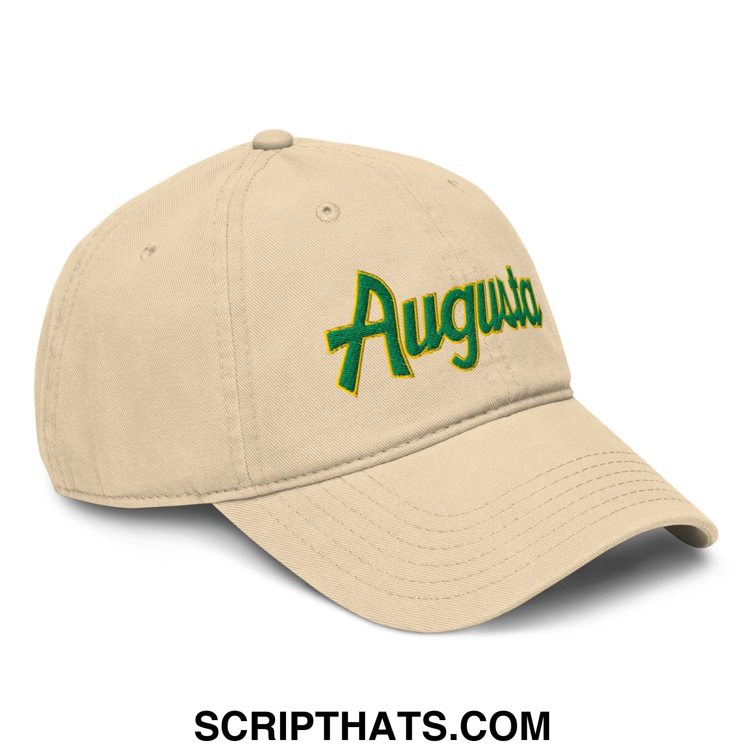 Augusta Vintage Sports Script Embroidered Golf Dad Hat Khaki