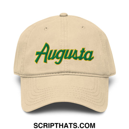 Augusta Vintage Sports Script Embroidered Golf Dad Hat Khaki