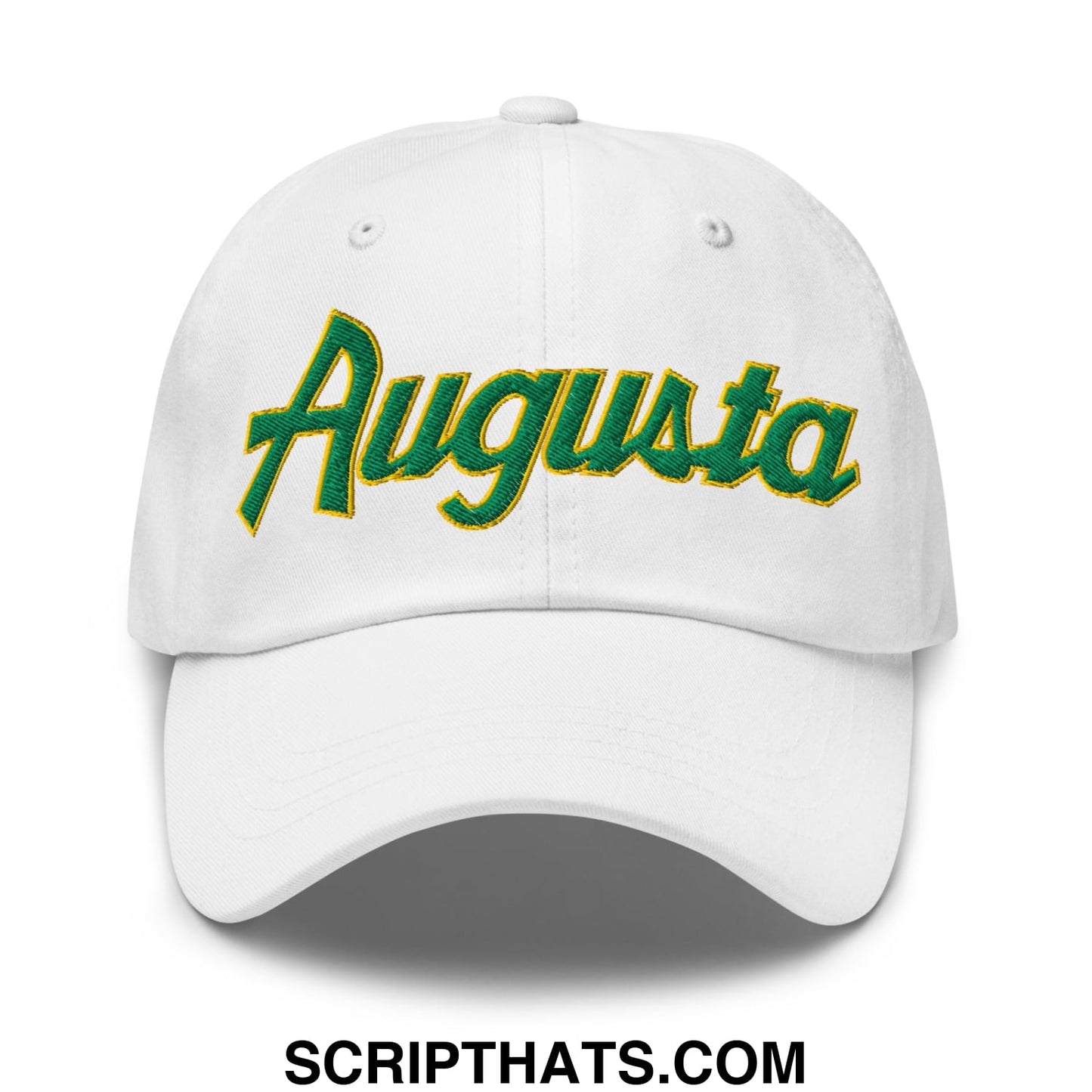 Augusta Vintage Sports Script Embroidered Golf Dad Hat White