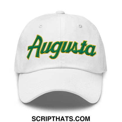 Augusta Vintage Sports Script Embroidered Golf Dad Hat White