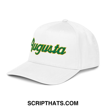Augusta Vintage Sports Script Embroidered Golf Snapback Hat White