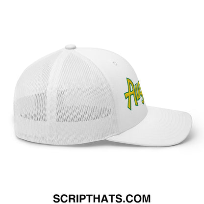 Augusta Vintage Sports Script Embroidered Golf Trucker Hat White