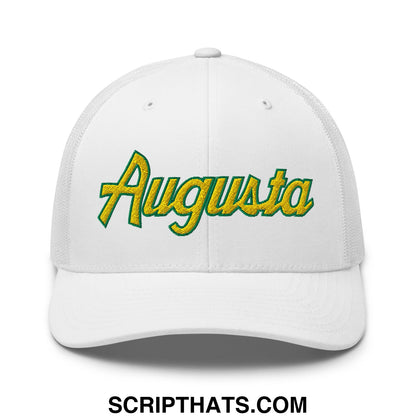 Augusta Vintage Sports Script Embroidered Golf Trucker Hat White