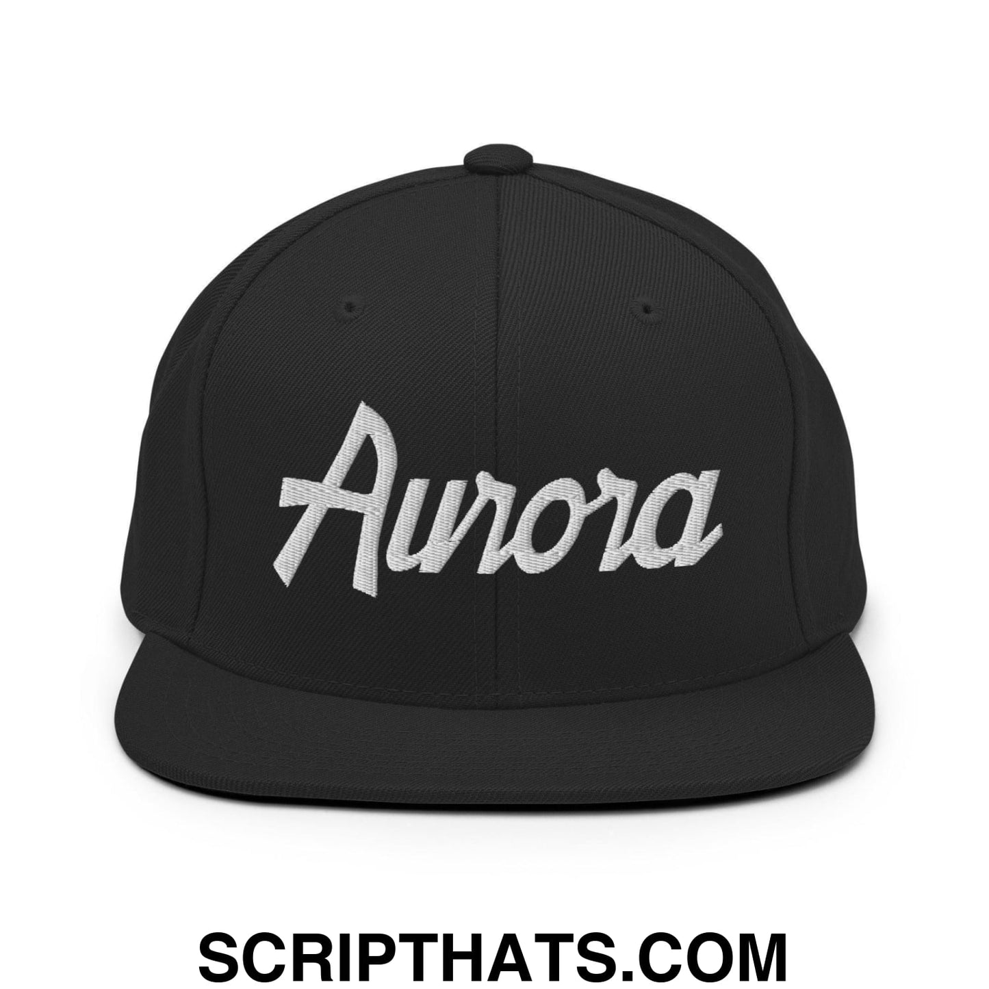 Aurora Script Snapback Hat Black