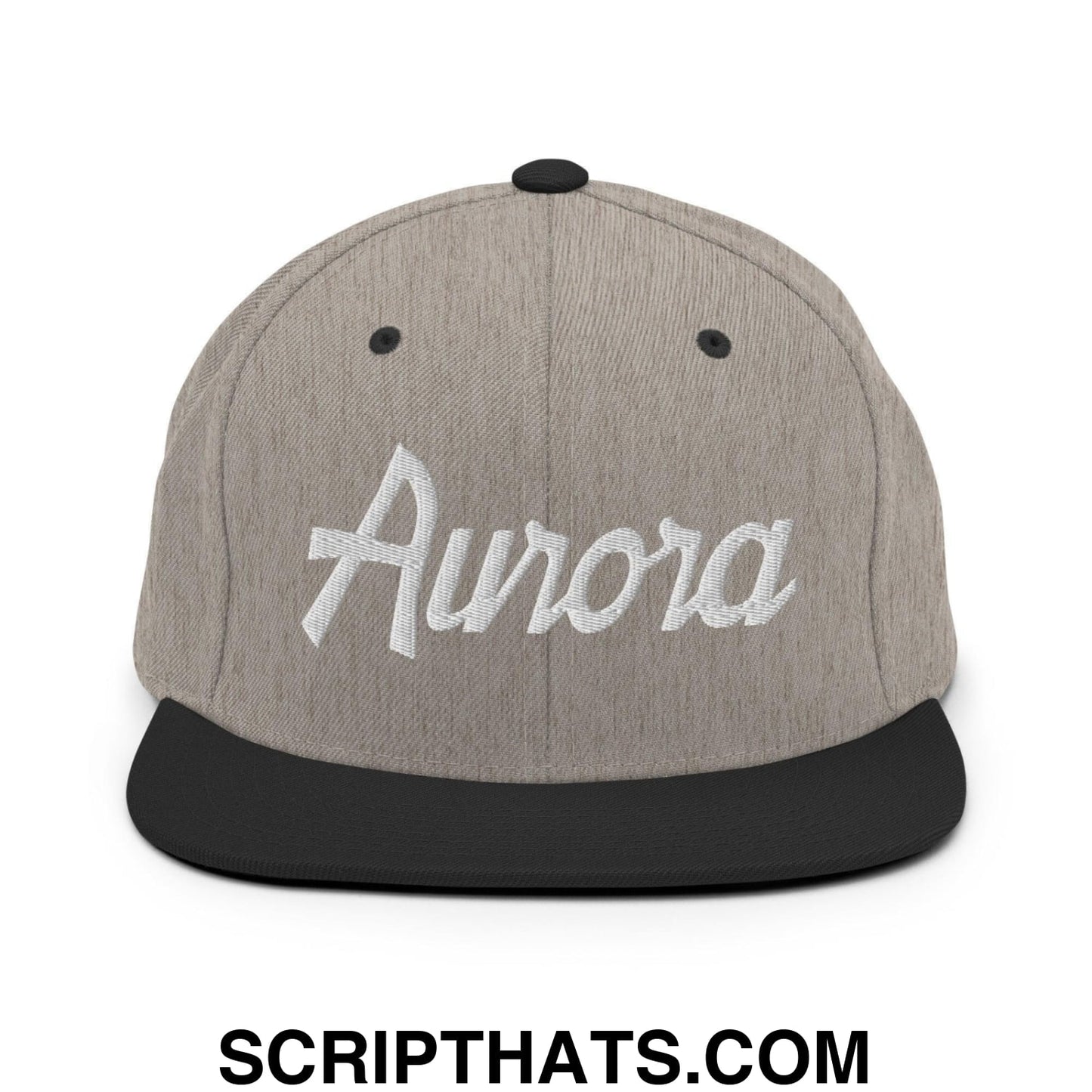 Aurora Script Snapback Hat Heather Black