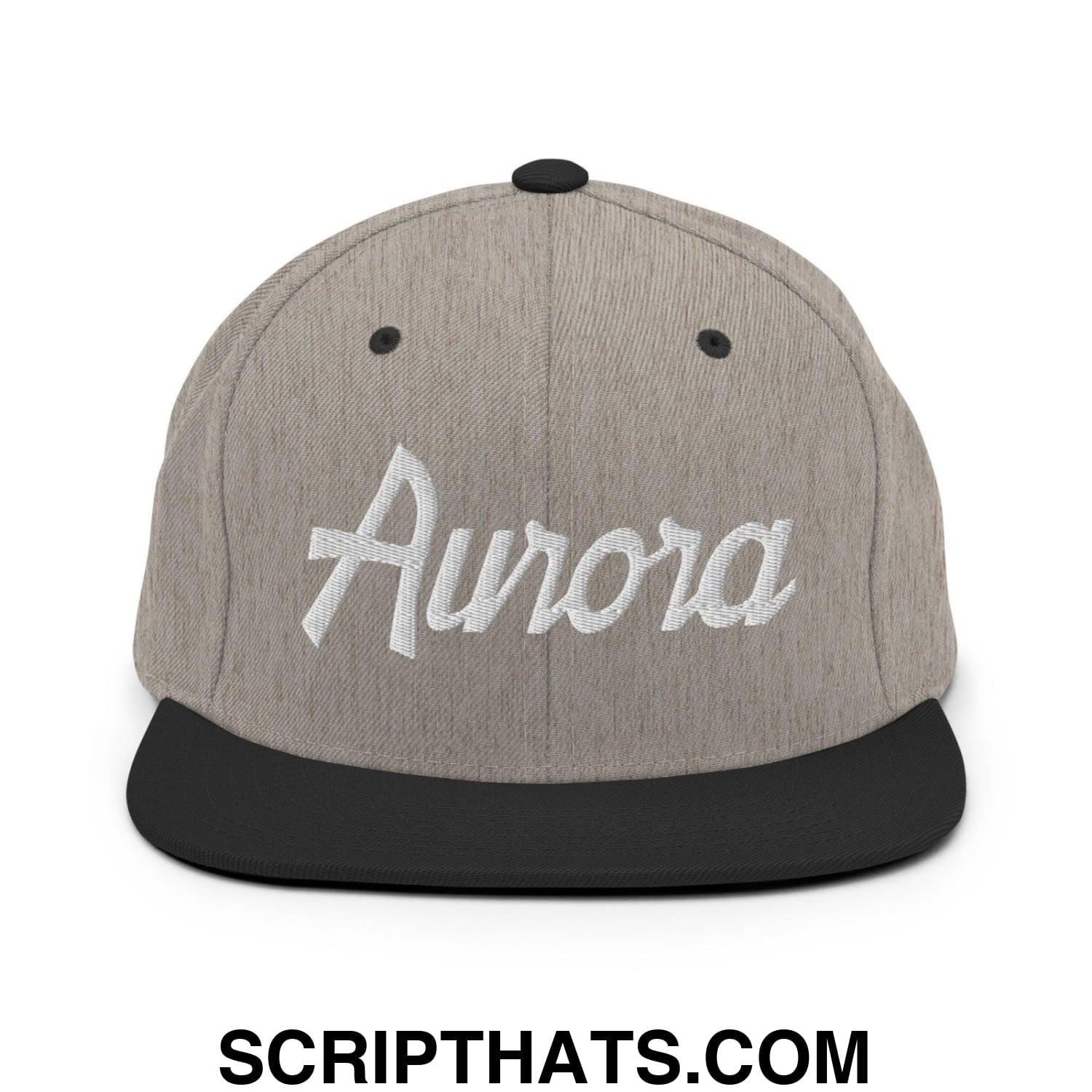 Aurora Script Snapback Hat Heather Black