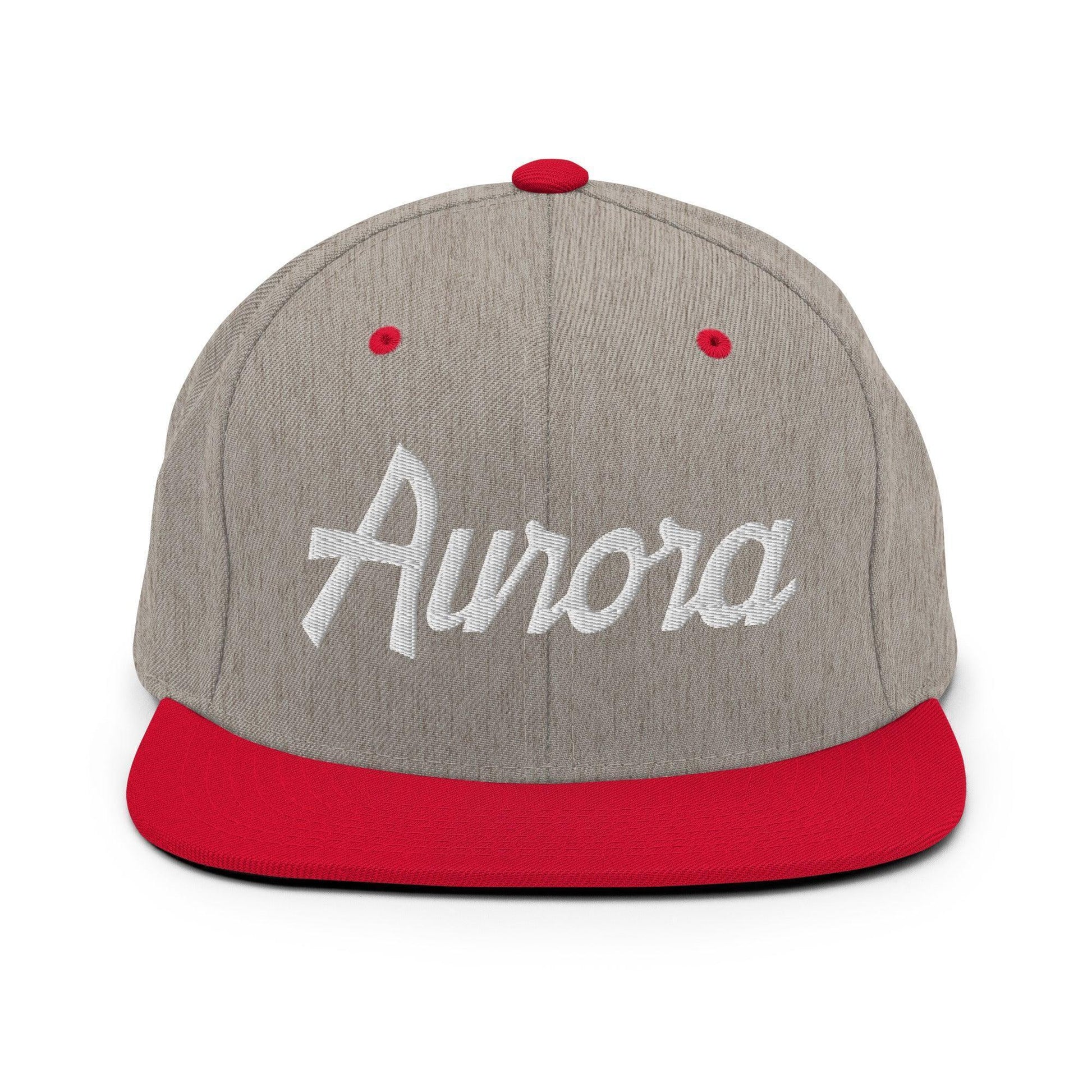 Aurora Script Snapback Hat Heather Grey/ Red