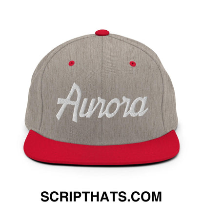 Aurora Script Snapback Hat Heather Grey Red