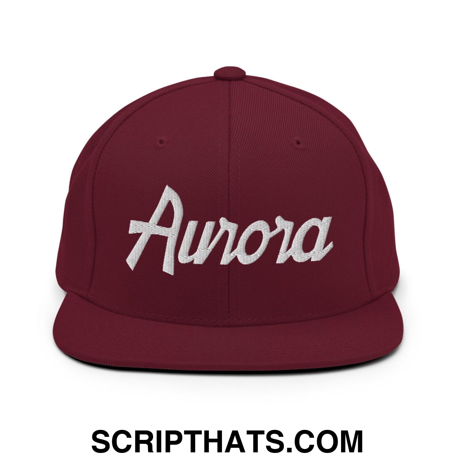 Aurora Script Snapback Hat Maroon