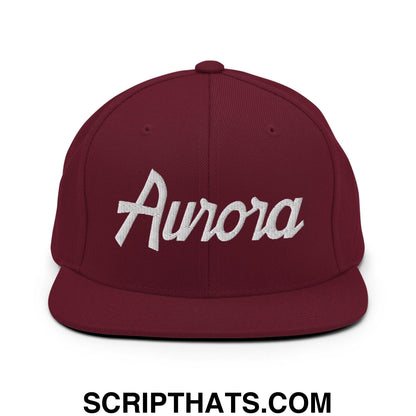 Aurora Script Snapback Hat Maroon