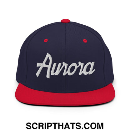 Aurora Script Snapback Hat Navy Red