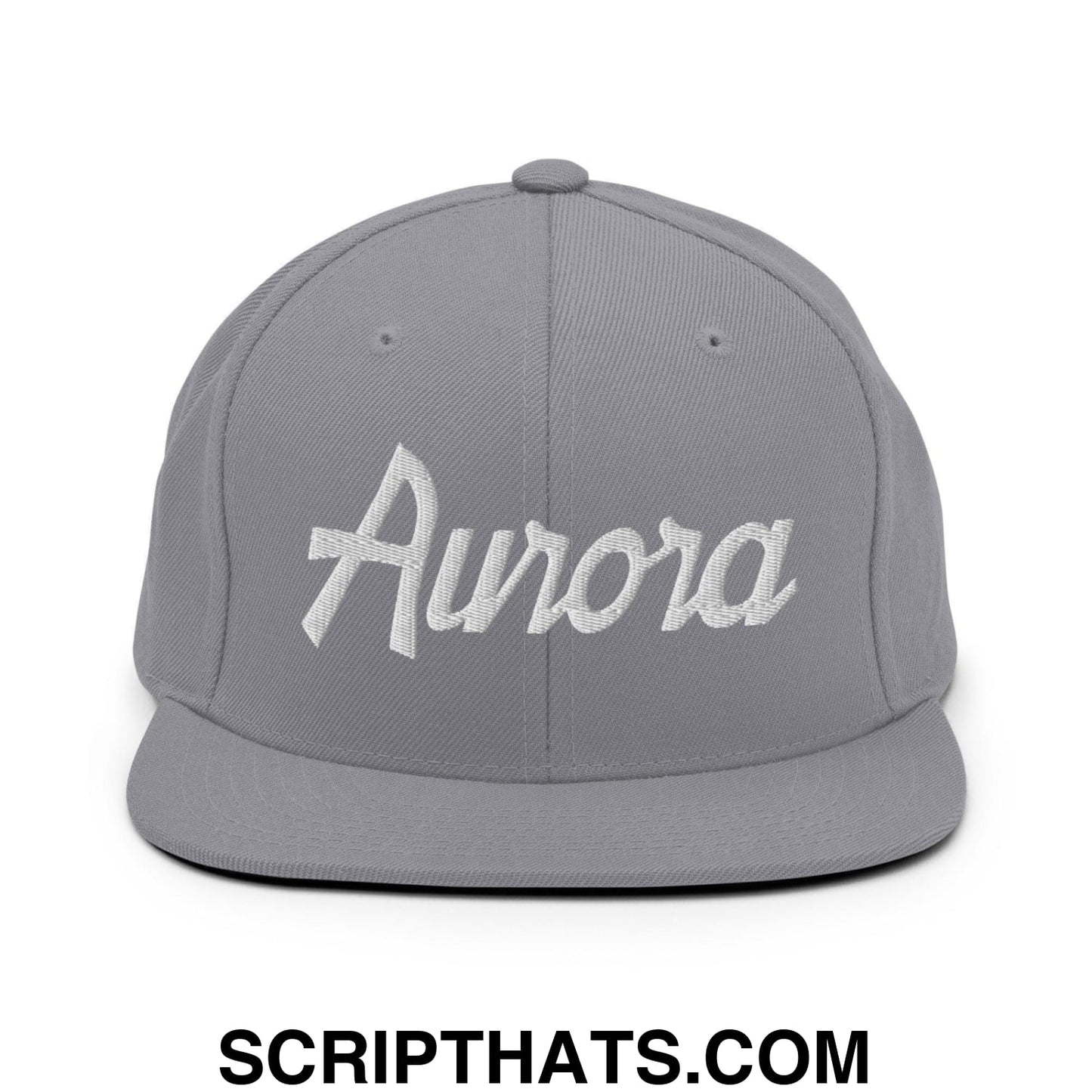 Aurora Script Snapback Hat Silver