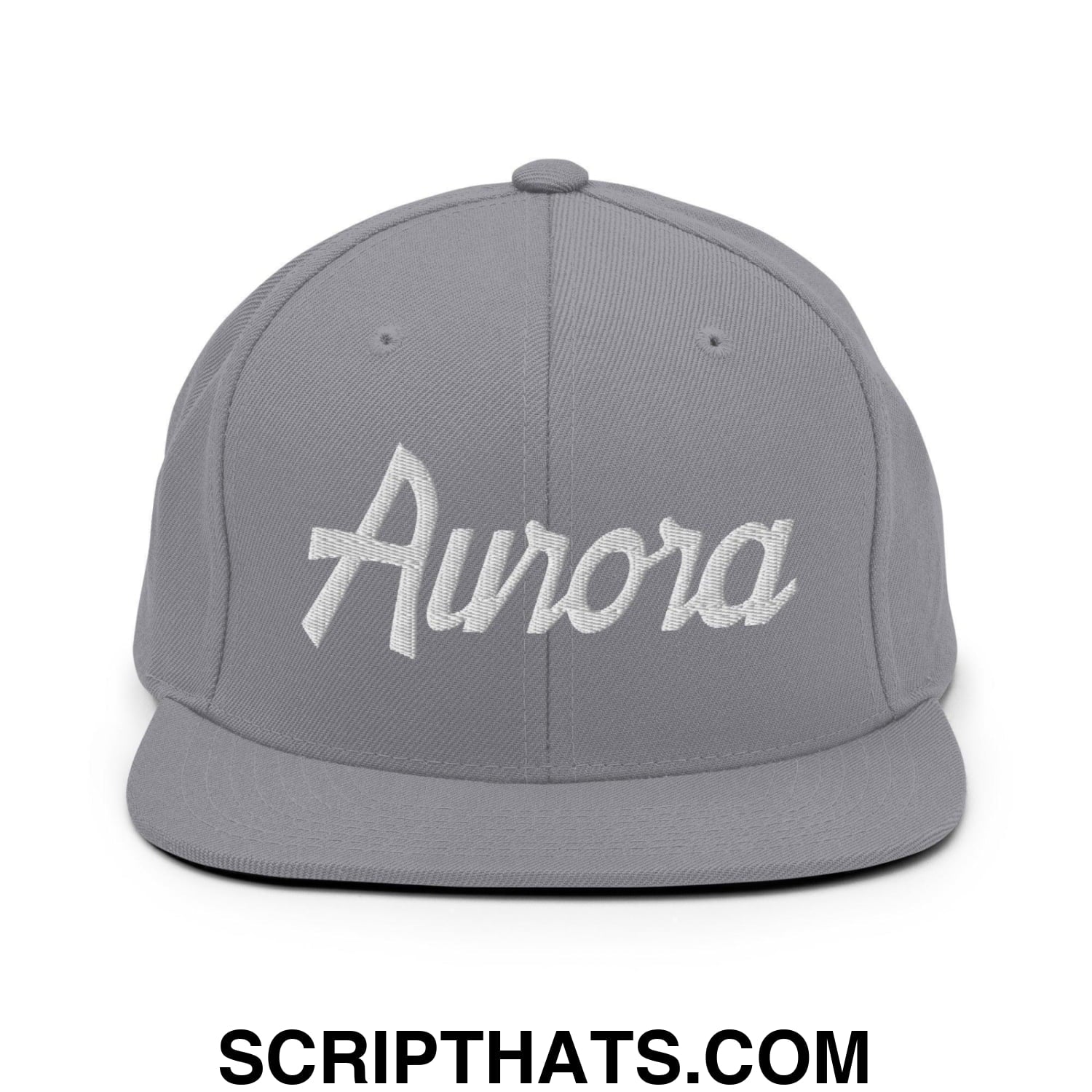 Aurora Script Snapback Hat Silver