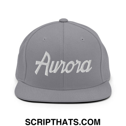 Aurora Script Snapback Hat Silver