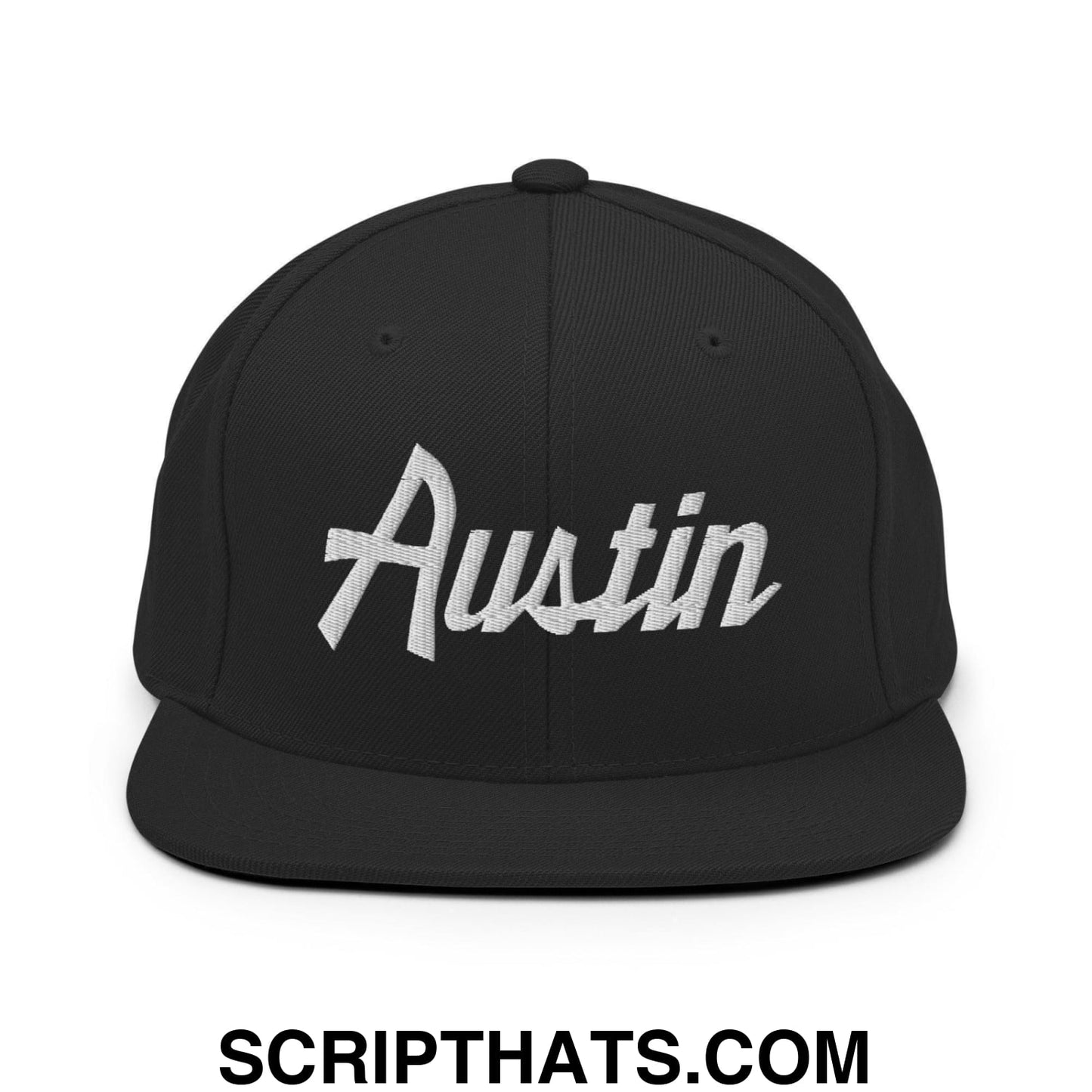 Austin Script Snapback Hat Black