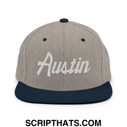 Austin Script Snapback Hat Heather Grey Navy