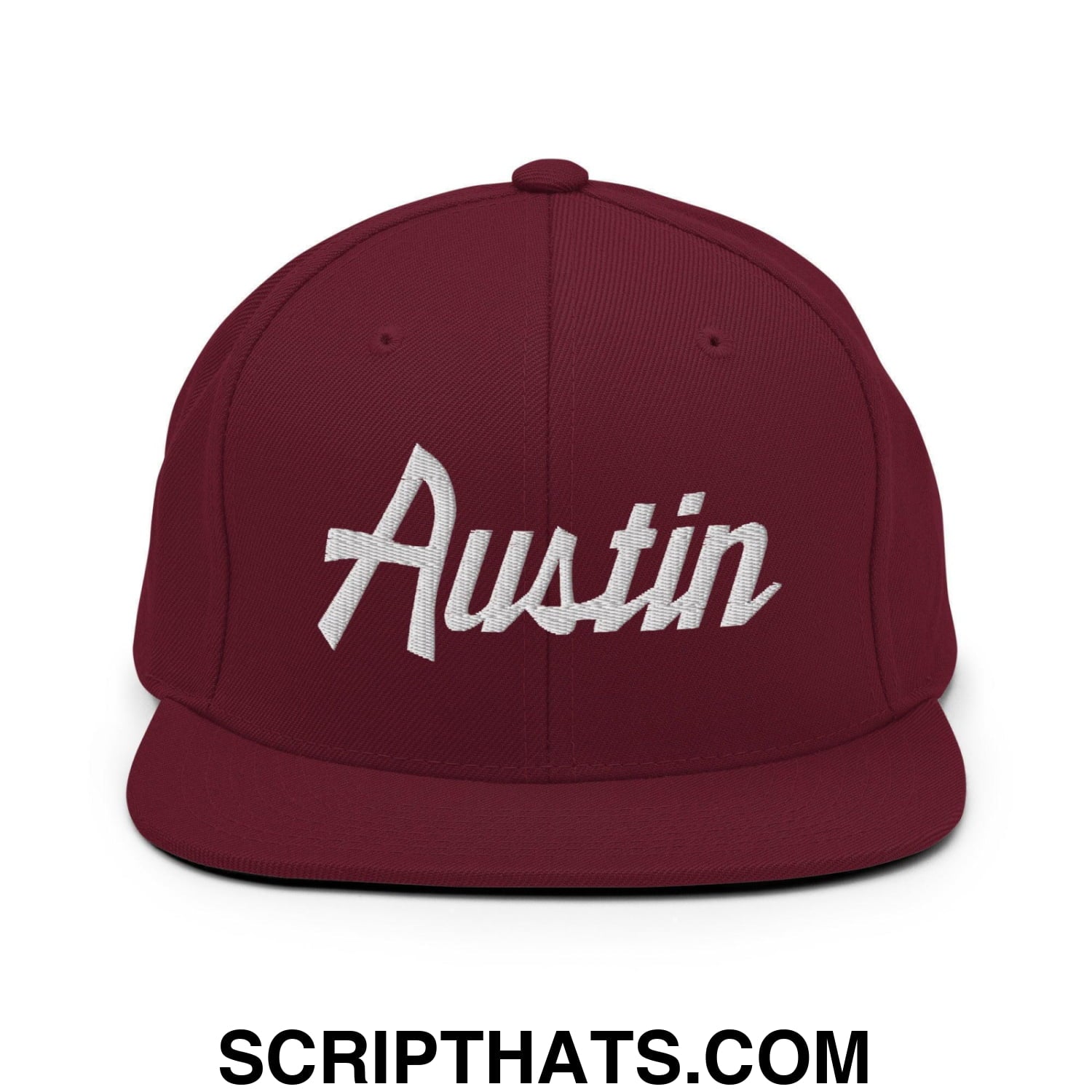 Austin Script Snapback Hat Maroon