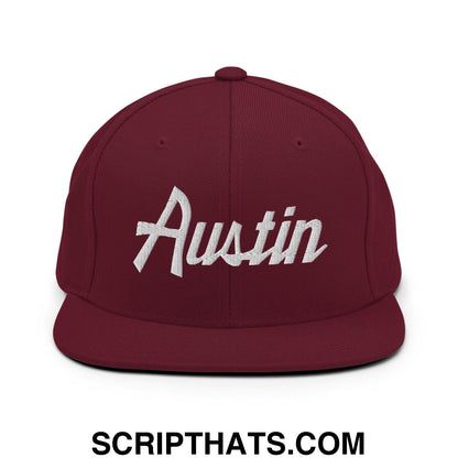 Austin Script Snapback Hat Maroon