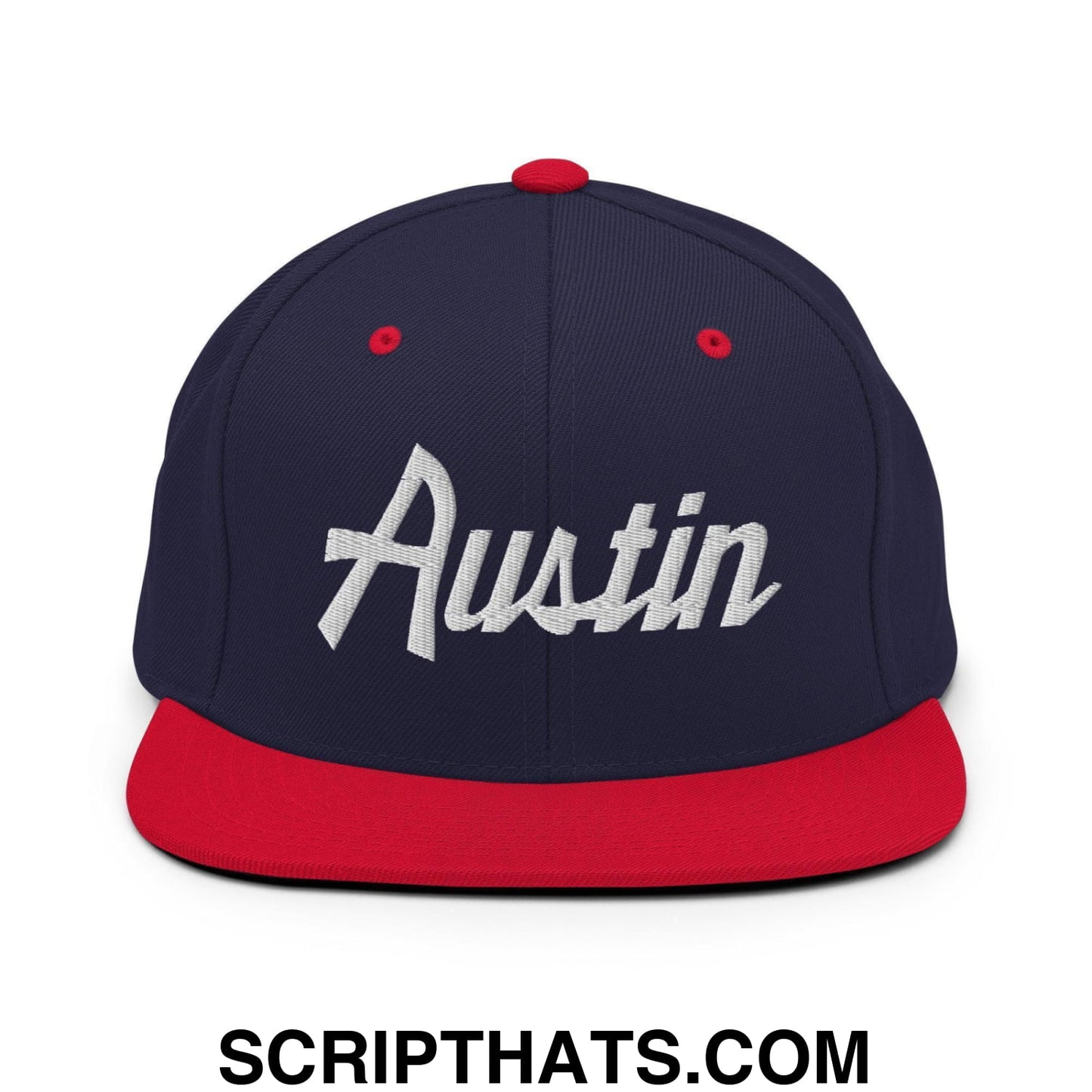 Austin Script Snapback Hat Navy Red