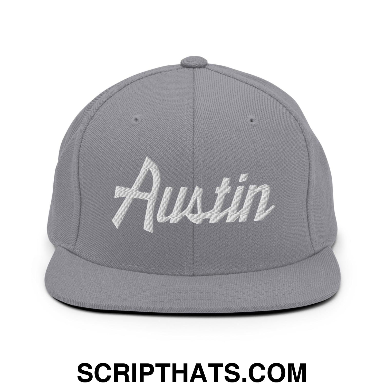 Austin Script Snapback Hat Silver
