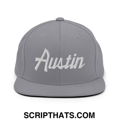 Austin Script Snapback Hat Silver