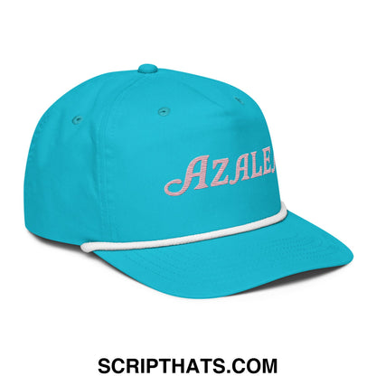 Azalea Embroidered Retro Golf Rope Hat Turquoise White