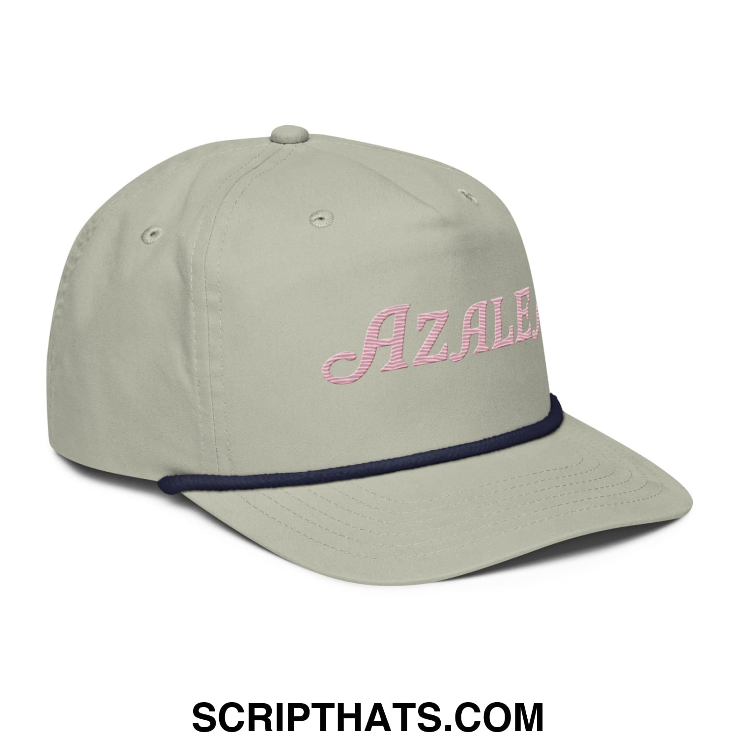 Azalea Embroidered Retro Golf Rope Hat Lt Gray Navy
