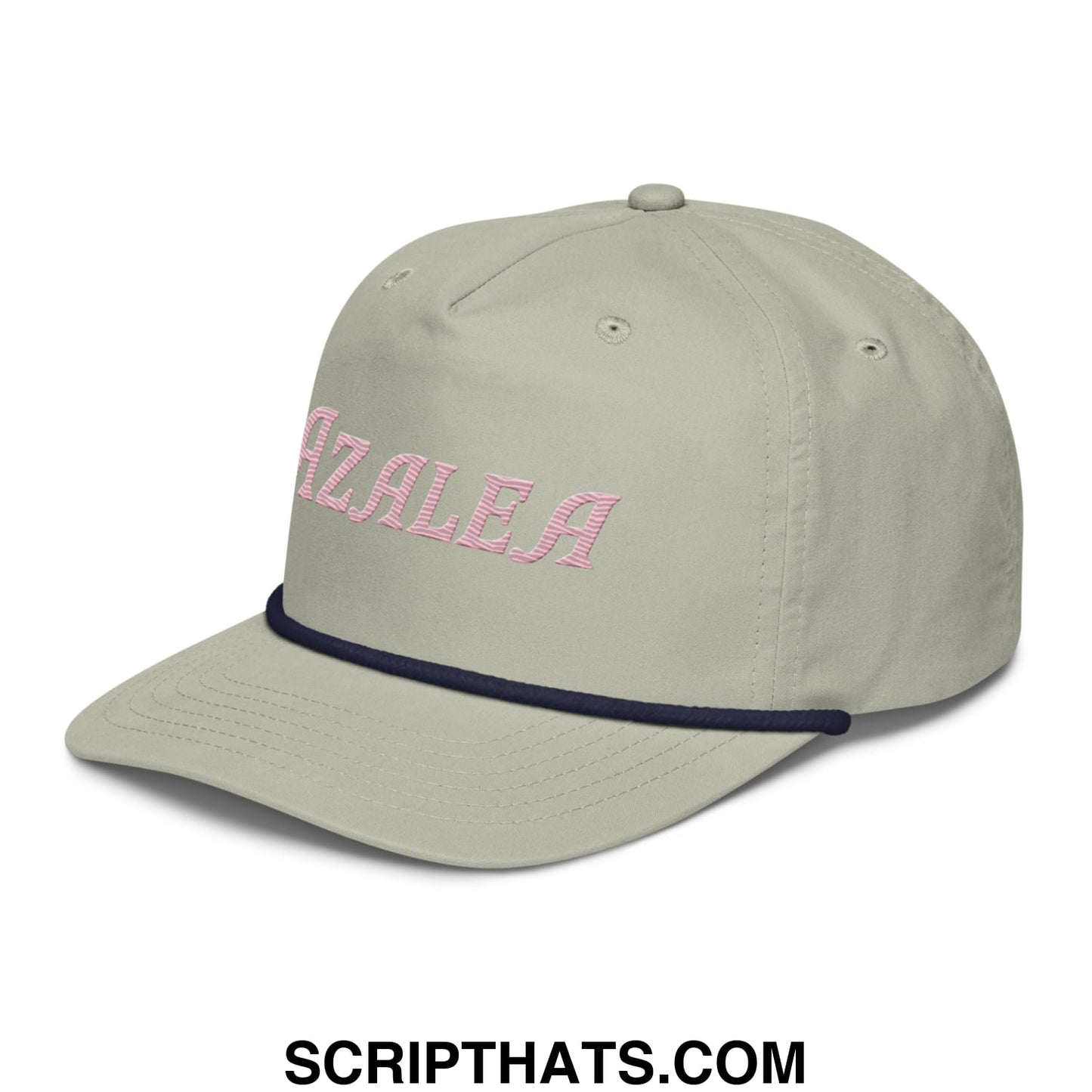 Azalea Embroidered Retro Golf Rope Hat Lt Gray Navy