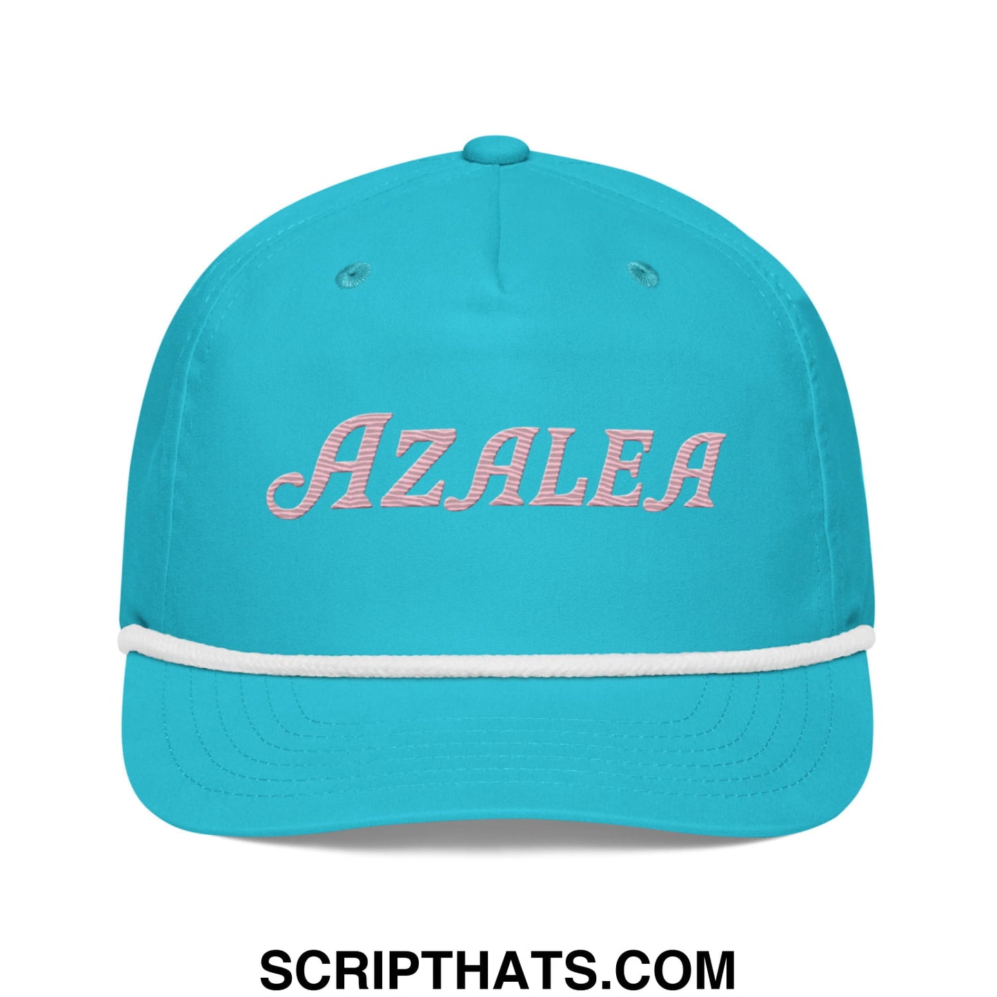 Azalea Embroidered Retro Golf Rope Hat Turquoise White