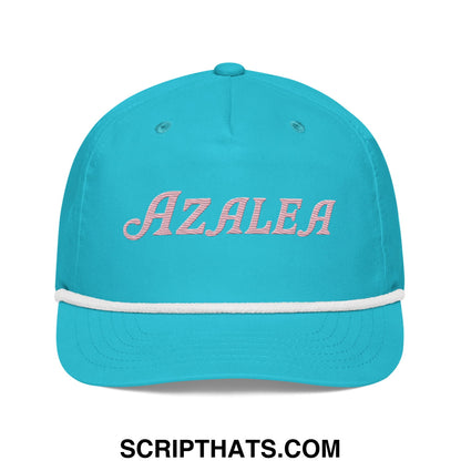 Azalea Embroidered Retro Golf Rope Hat Turquoise White