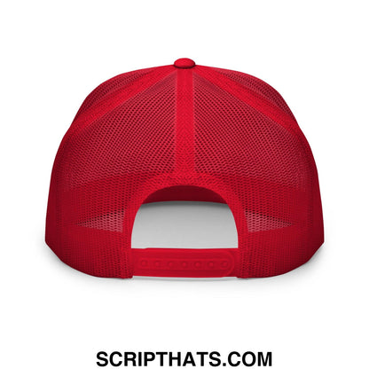 Bad Day to be a Beer Embroidered Flat Bill Brim Mesh Trucker Hat Red White Red