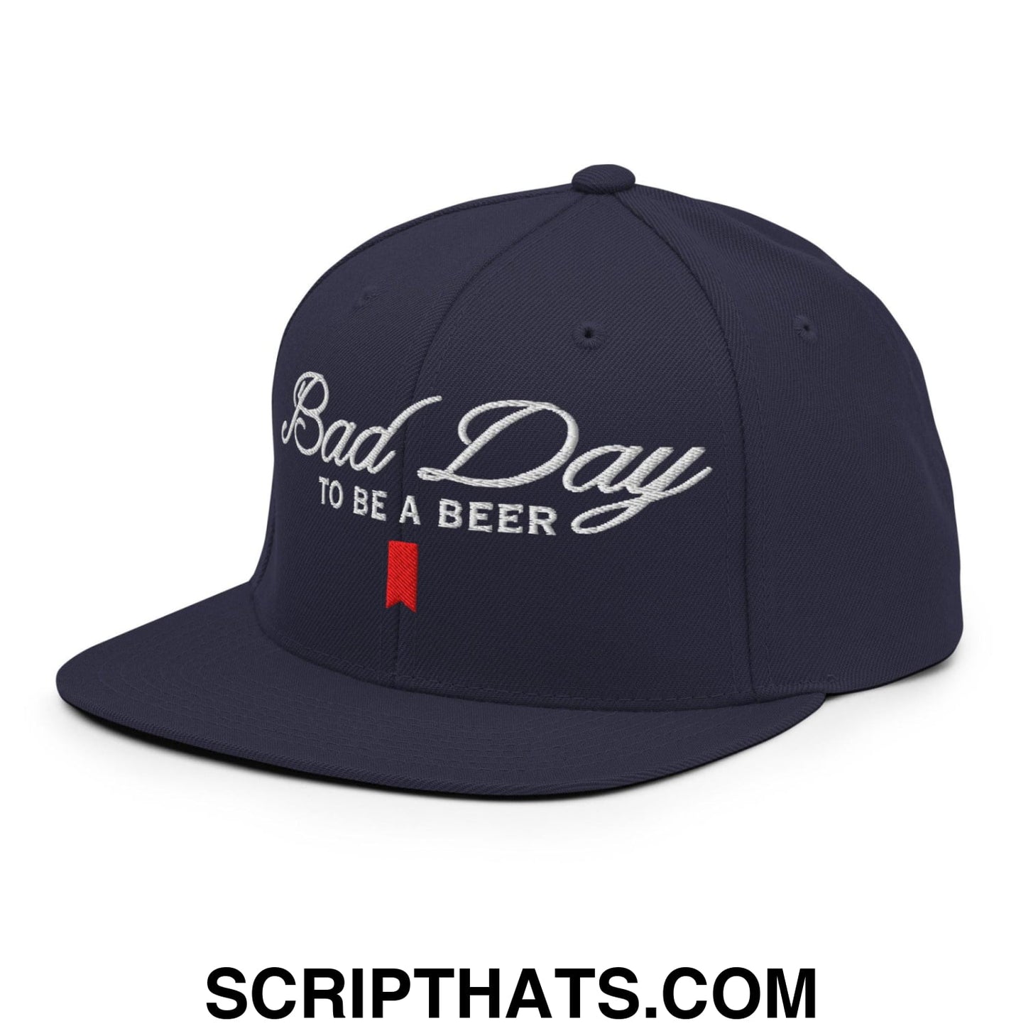 Bad Day to be a Beer Embroidered Flat Bill Brim Snapback Hat Blue Navy