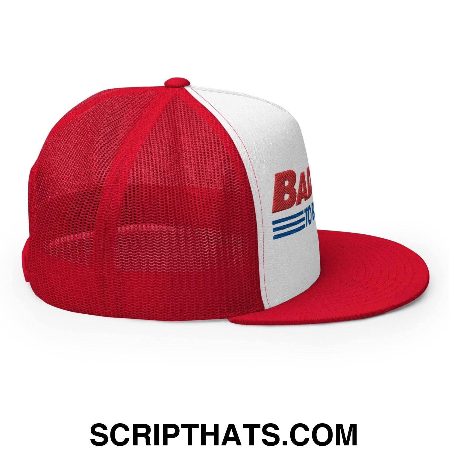 Bad Day to Be a Hot Dog Flat Bill Brim Trucker Hat Red White Red