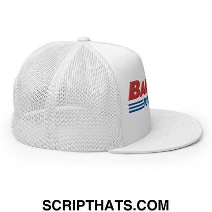 Bad Day to Be a Hot Dog Flat Bill Brim Trucker Hat White