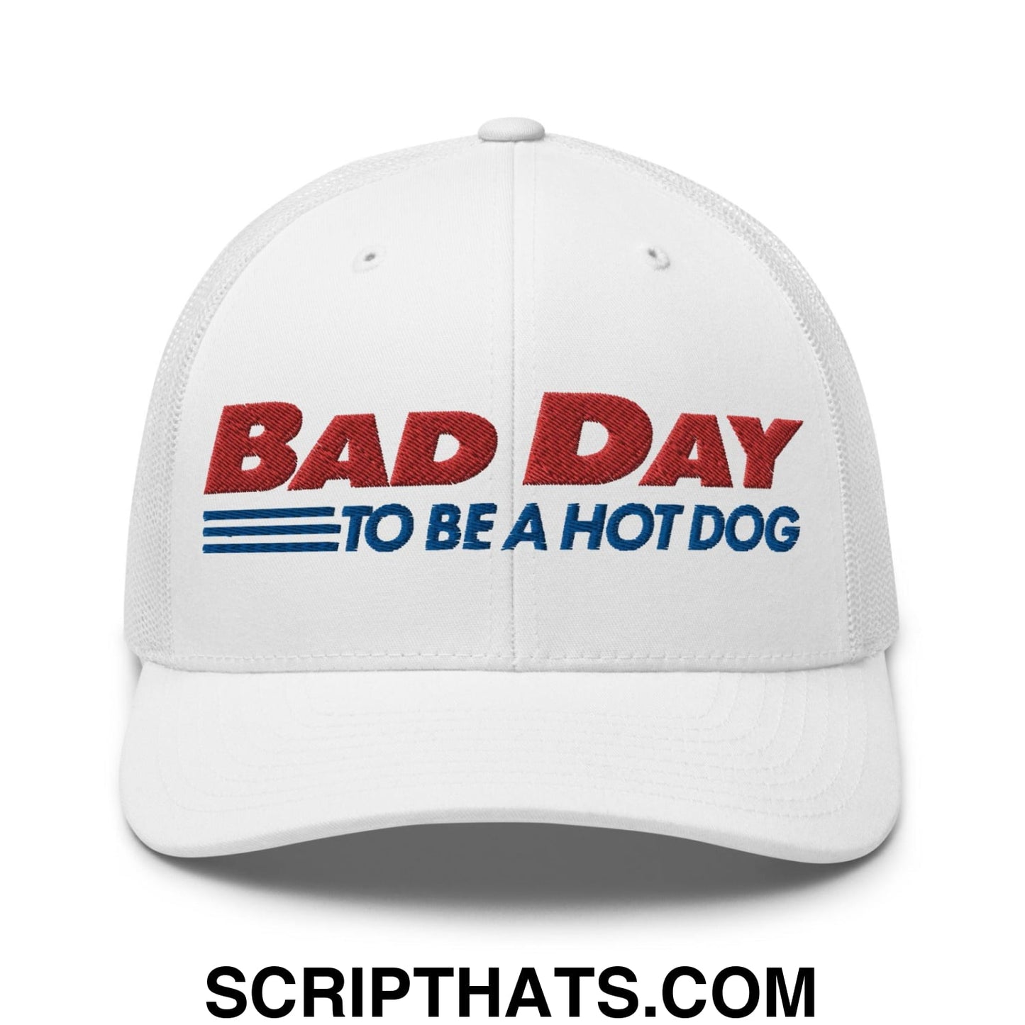 Bad Day to Be a Hot Dog Retro Trucker Hat White