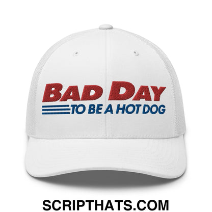 Bad Day to Be a Hot Dog Retro Trucker Hat White