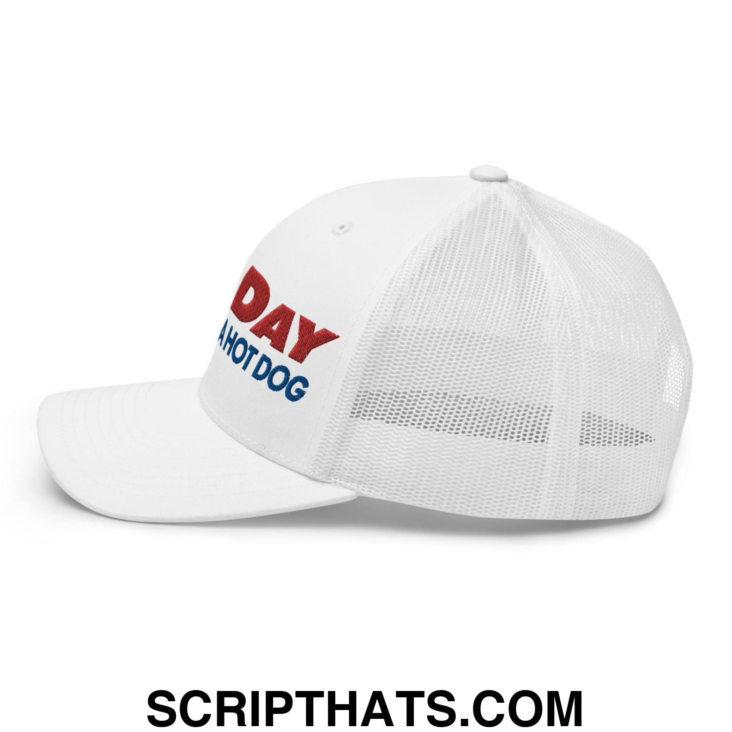 Bad Day to Be a Hot Dog Retro Trucker Hat White