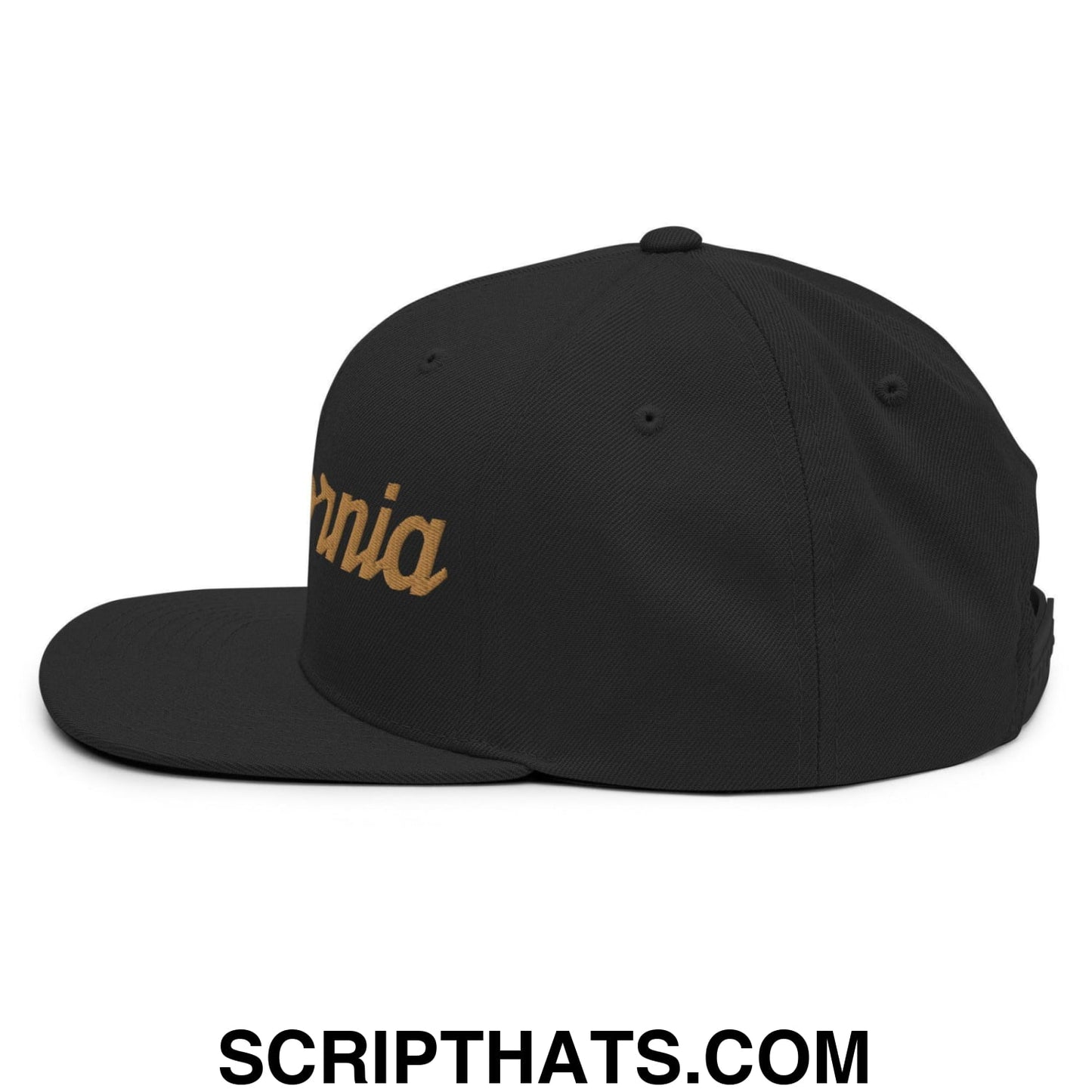 Baja California Sur Mexico Gold Vintage Sports Script Snapback Hat Black