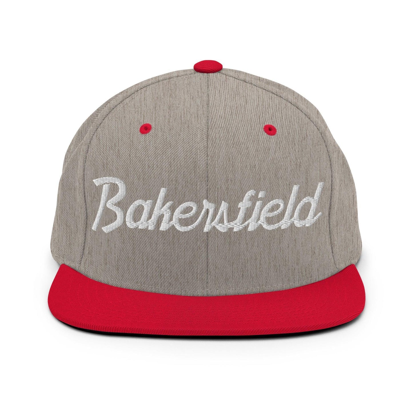 Bakersfield Script Snapback Hat Heather Grey/ Red