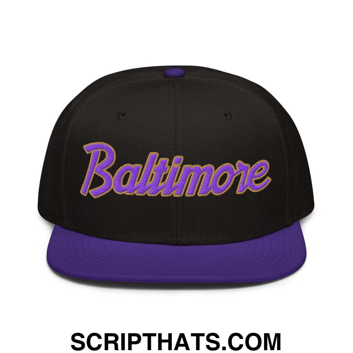 Baltimore Football Vintage Sports Script Flat Bill Brim Snapback Hat Default Title