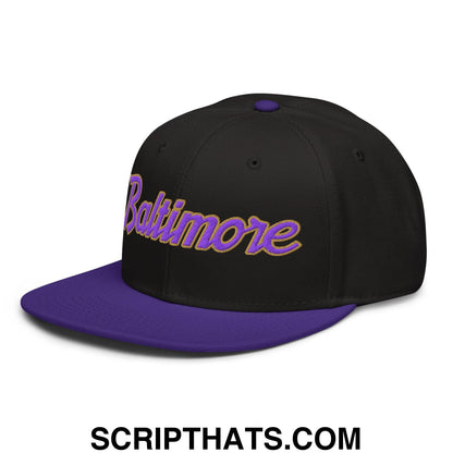 Baltimore Football Vintage Sports Script Flat Bill Brim Snapback Hat Default Title