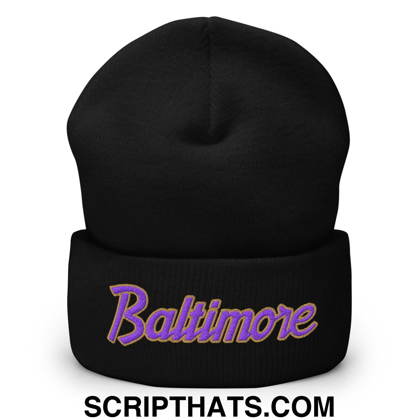 Baltimore Football Vintage Sports Script Knit Cuffed Beanie Default Title