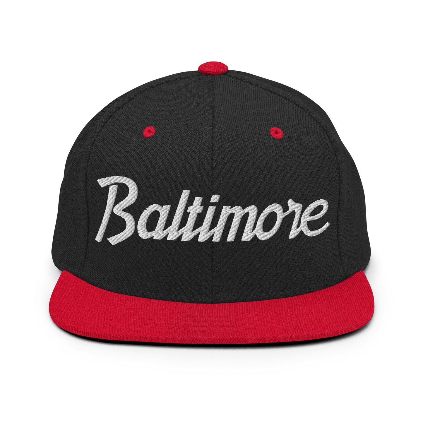Baltimore Script Snapback Hat Black/ Red