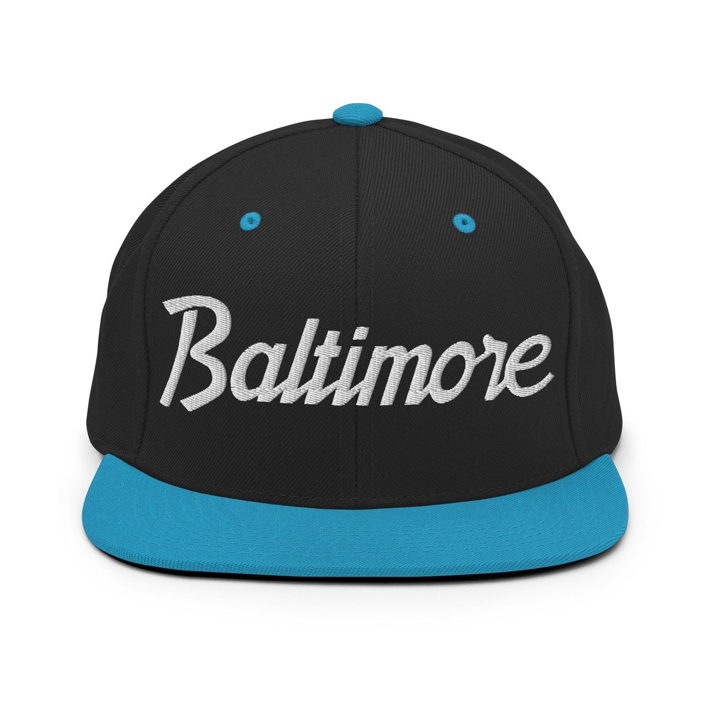 Baltimore Script Snapback Hat Black/ Teal