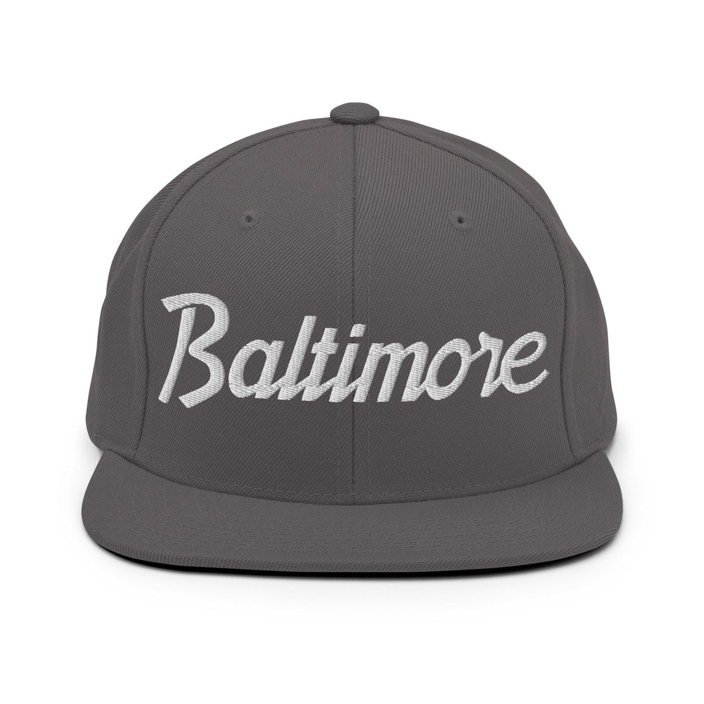 Baltimore Script Snapback Hat Dark Grey