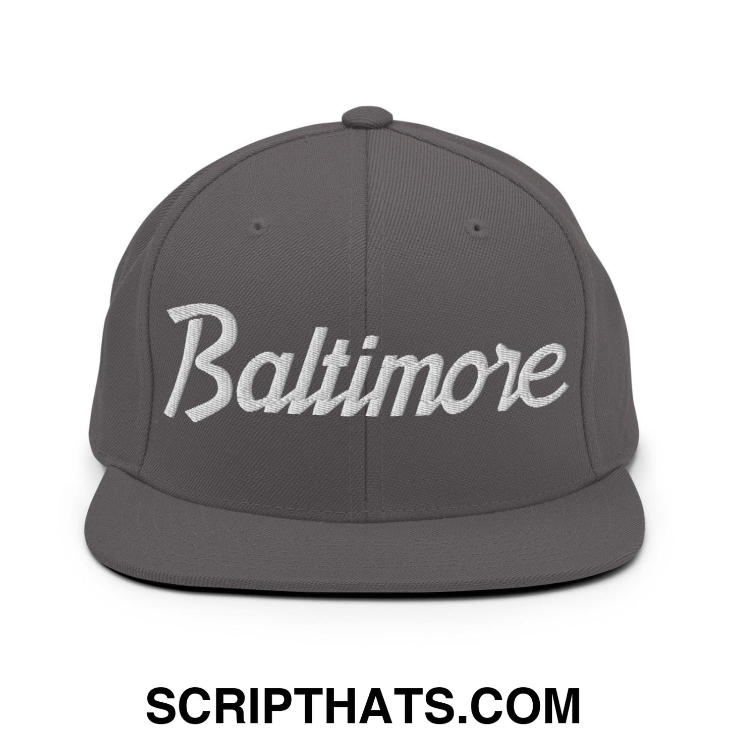 Baltimore Script Snapback Hat Dark Grey