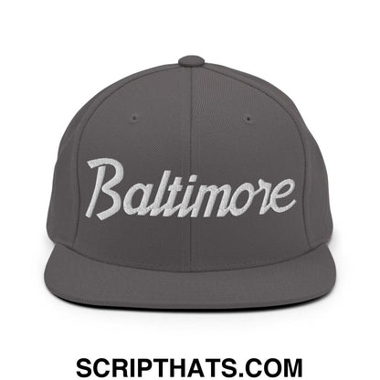 Baltimore Script Snapback Hat Dark Grey