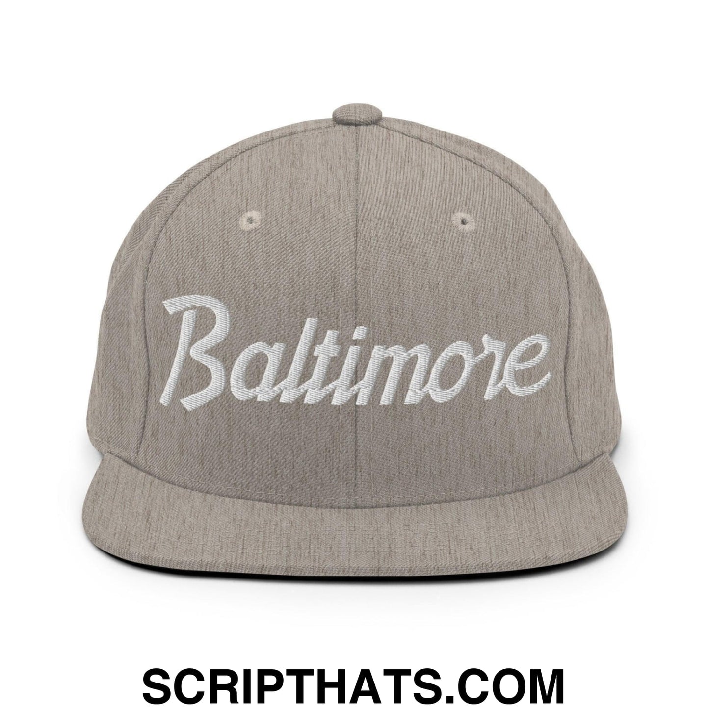 Baltimore Script Snapback Hat Heather Grey