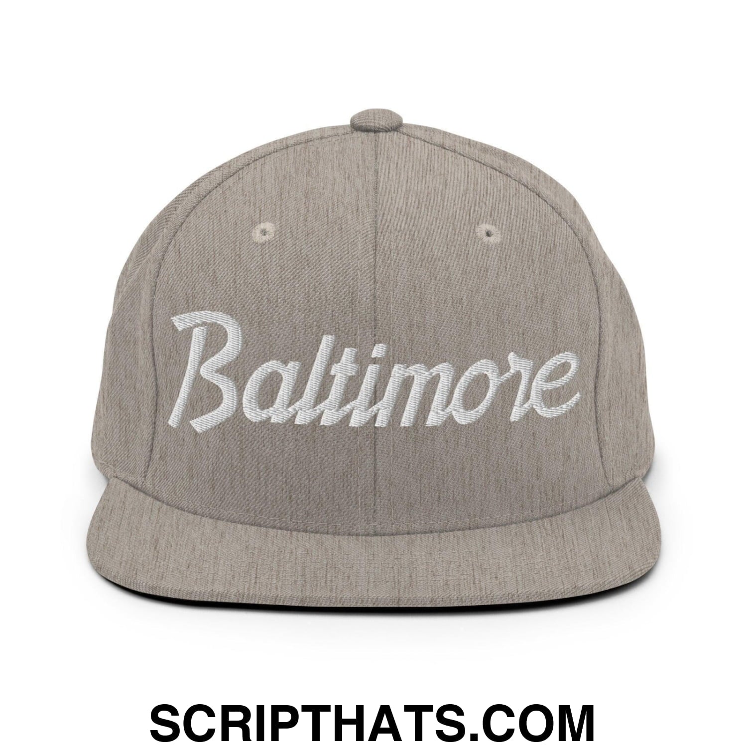 Baltimore Script Snapback Hat Heather Grey